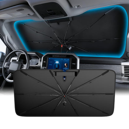 Wigoo Windshield Sun Shade Umbrella for Tesla Model Y [100% Sun Blockage, Ice Cooling Fabric] Foldable Heat Insulation Front Window Sunshade Umbrella for Tesla Model Y 2020–2026 (Juniper)