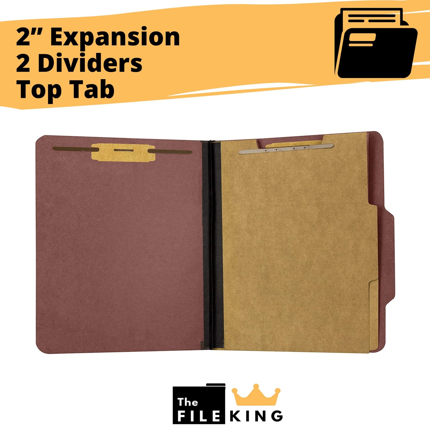 The File King Classification Folders 2 Dividers Letter Size - Light Green, 10 Pack | Pressboard Classification Folder | 2-Inch Expansion | Made in USA | Medical File Folders with Dividers and Prongs
