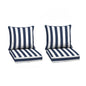 Arden Outdoor Foam Deep Seat Cushions Set, 24x24, Premium High-Density Foam, Never Flattens, Weather-Proof for Patio Chair Sofa Couch, Blue Shibori Stripe