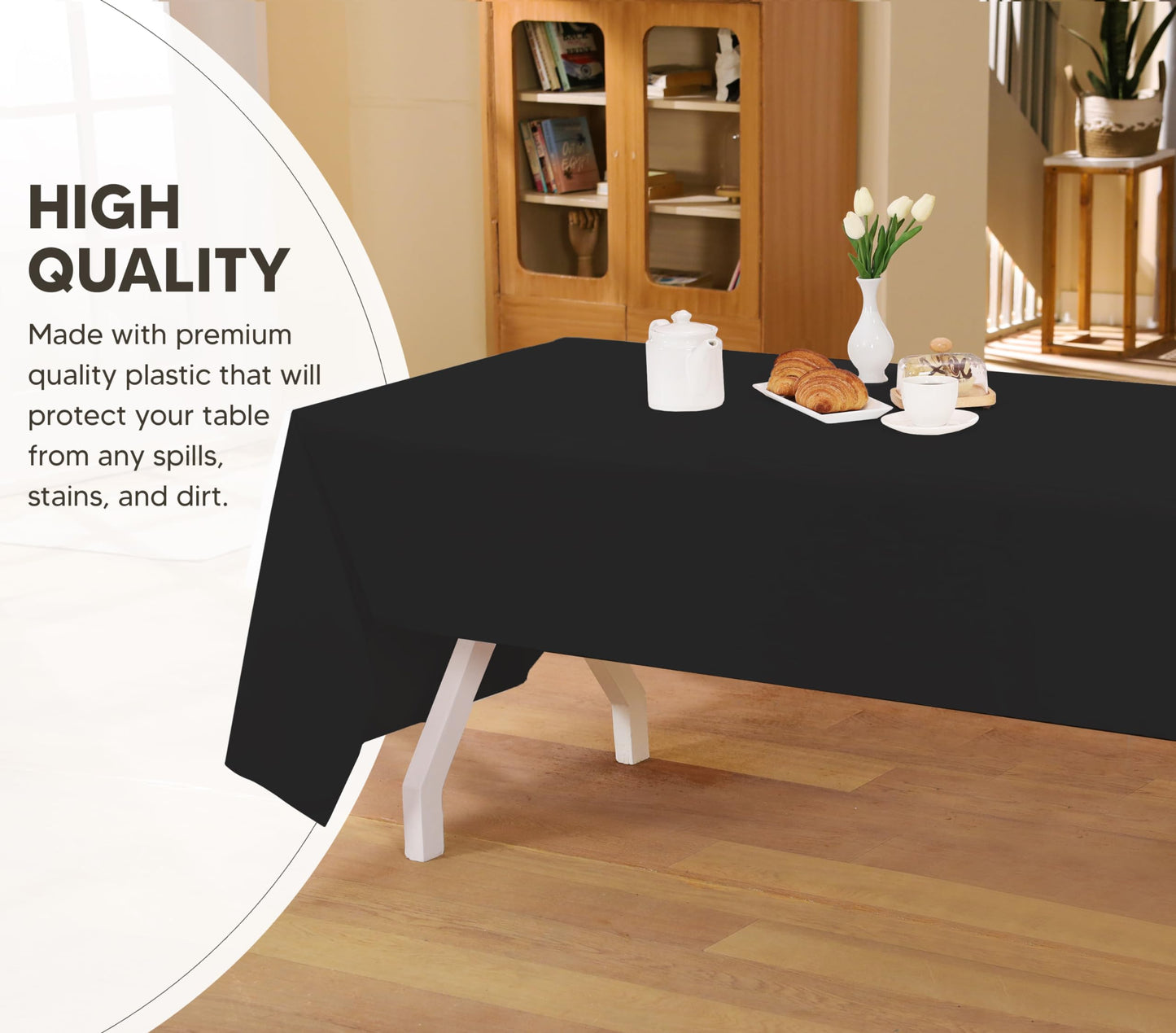 Utopia Kitchen Einweg-Tischdecke aus Kunststoff (12er Pack – 137x274 cm) Weiß Rechteckige Tischdecke Wasserdicht Schmutzabweisend Party-Tischdecke