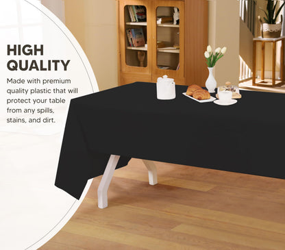 Utopia Kitchen Einweg-Tischdecke aus Kunststoff (12er Pack – 137x274 cm) Weiß Rechteckige Tischdecke Wasserdicht Schmutzabweisend Party-Tischdecke