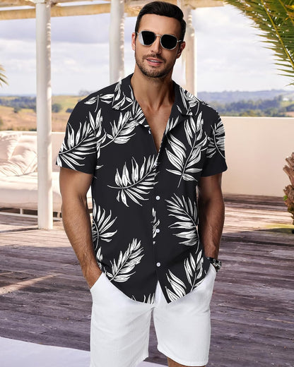 HMIYA Herren Hawaiihemden Kurzarm Button-Up Hemd Herren S-3XL