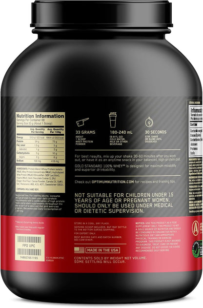 OPTIMUM NUTRITION Gold Standard 100% Whey Protein Powder, Double Rich Chocolate, 2.27kg - [packaging may vary]