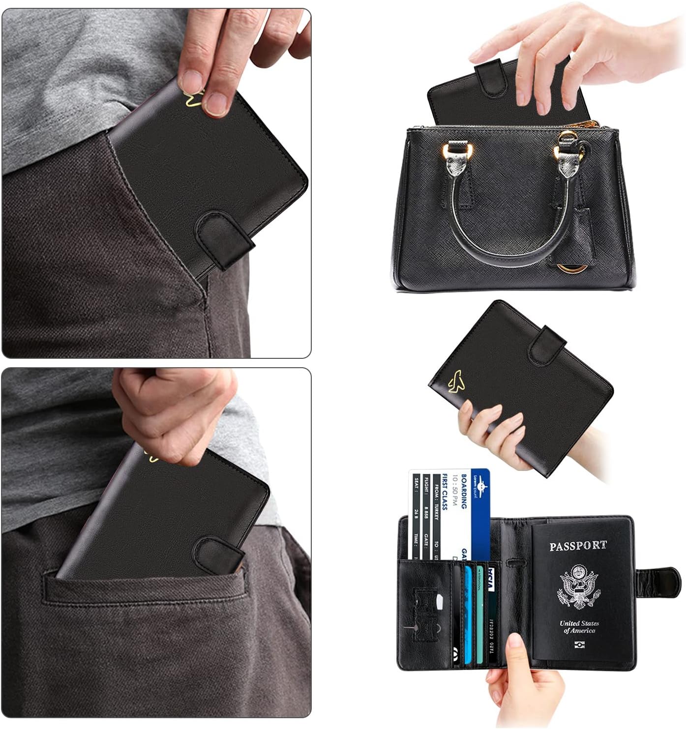 WALNEW RFID-blockierende Reisepasshülle Reisebrieftasche Schutzhülle