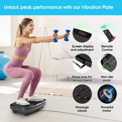 SoftGym Waver Vibration Plate Exercise Machine for Lymphatic Drainage Weight Loss,120 Speed Levels Vibrating Platform with Resistance Bands,Full-Body Workout Equipment for Muscle Activation