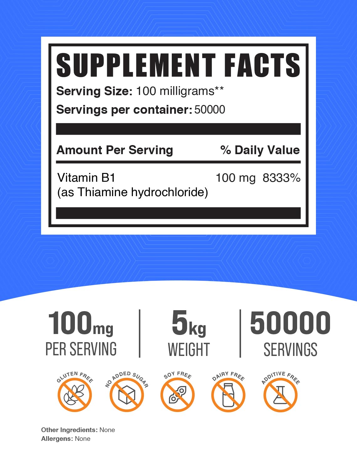 BulkSupplements.com Thiamine HCl Powder - Thiamine Hydrochloride - Thiamine B1 Supplement - B1 Vitamins - Thiamine 100mg - Thiamine Powder - 100mg per Serving (5 Kilograms - 11 lbs)