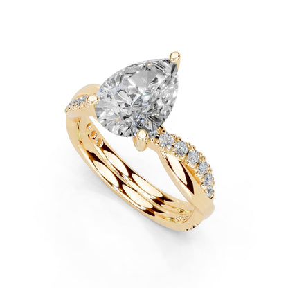 Pear Cut Lab Grown Diamond IGI Certified 3 Prong Split Shank Engagement Anniversary Wedding Ring in 14K Gold, Platinium for Women (1.0-5.0 Ct, F-G Color, VS1-VS2 Clarity)