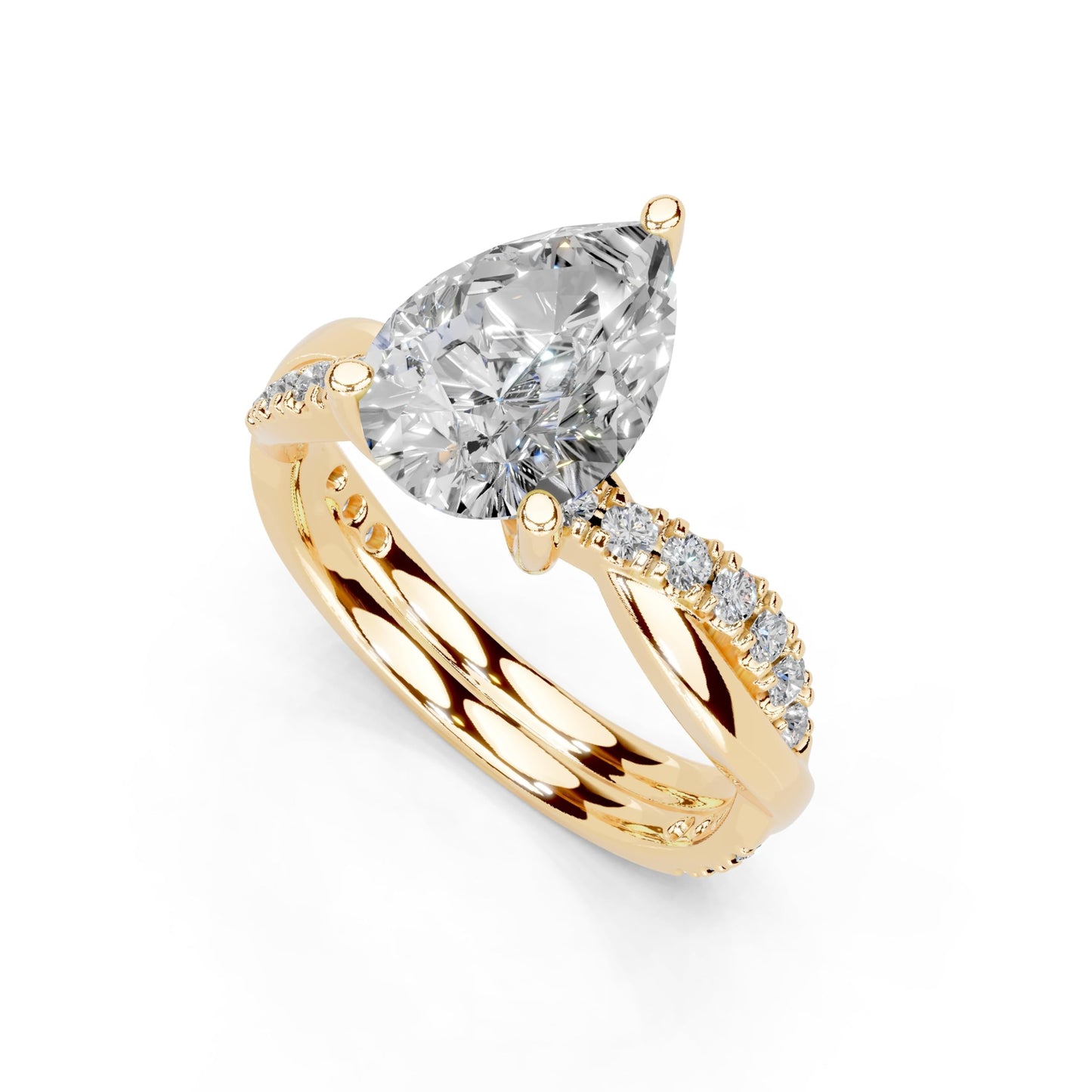 Pear Cut Lab Grown Diamond IGI Certified 3 Prong Split Shank Engagement Anniversary Wedding Ring in 14K Gold, Platinium for Women (1.0-5.0 Ct, F-G Color, VS1-VS2 Clarity)