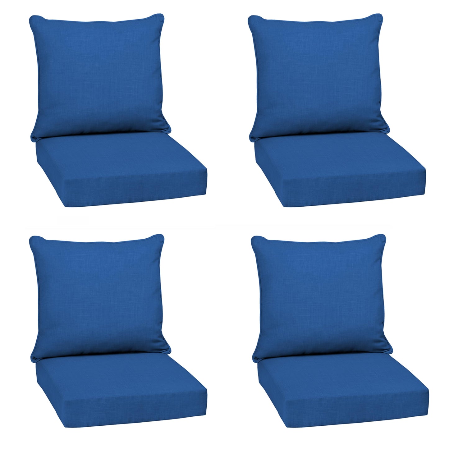 Arden Outdoor Foam Deep Seat Cushions Set, 24x24, Premium High-Density Foam, Never Flattens, Weather-Proof for Patio Chair Sofa Couch, Blue Shibori Stripe