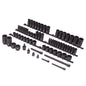 SUNEX Tools 80 Piece 3/8 in. Drive Master Impact Socket Set, Universal, Star, External Star, Extensions, Universal Joint, SAE and Metric, 8mm to 19mm and 5/16 in. to 3/4 in., CR-MO Steel, Model 3580