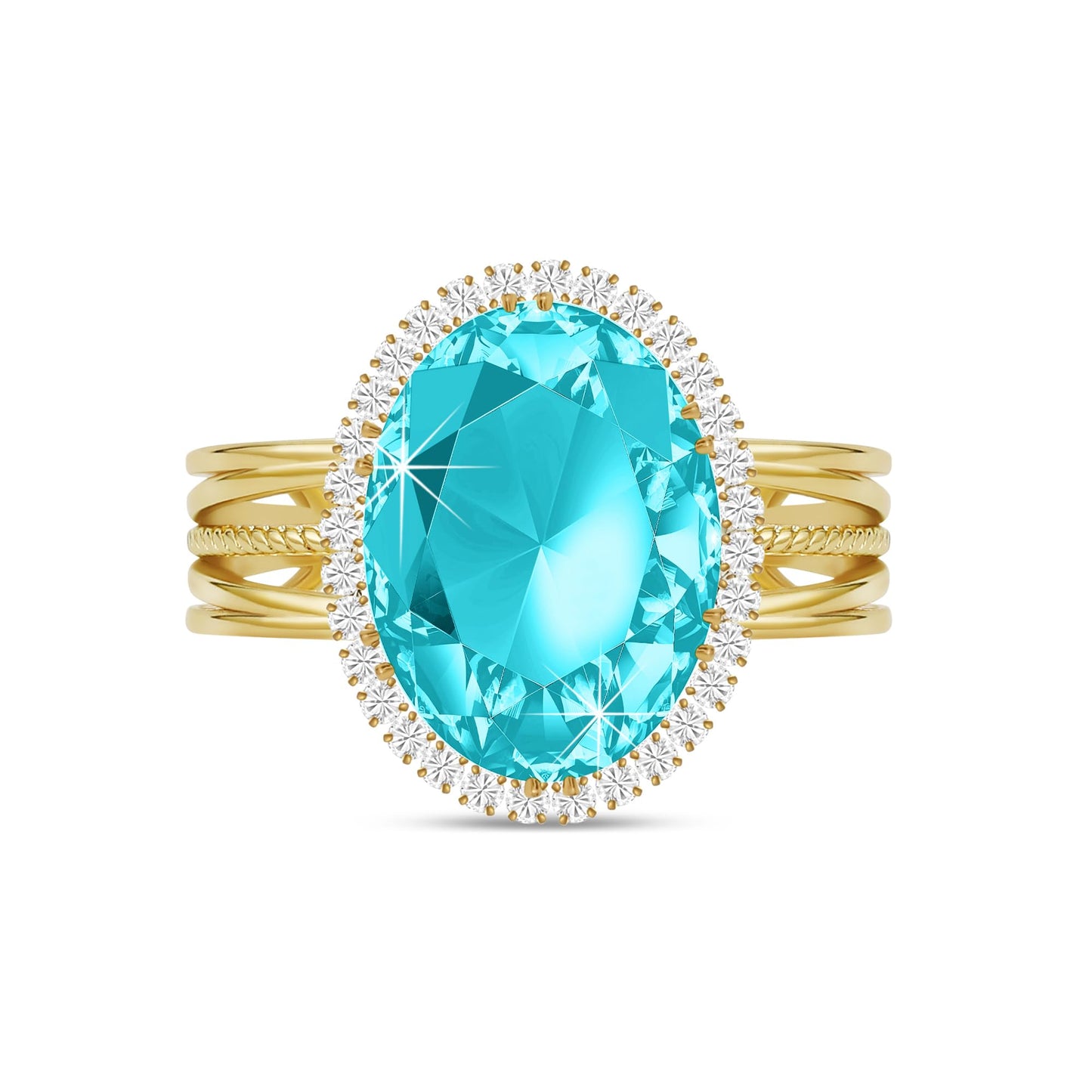 Linawe Birthstone Chunky Adjustable Rings for Women, Gold/Silver/Rose Gold Statement Rings, Imitation Diamond Fake Gemstone Crystal Cocktail Ring, Cubic Zirconia Costume Jewelry