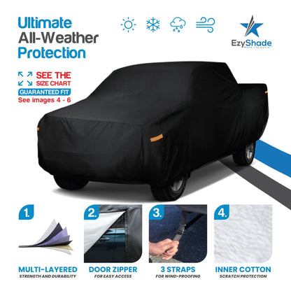 EzyShade 10-Schicht Autoabdeckung Wasserdicht Allwetter - Siehe Fahrzeug-Größentabelle - Autoabdeckungen für Automobile & Auto Schneeabdeckung - Komplette Außenabdeckungen - Winter Regen Sonne SUV Limousine. Größe A4 (Siehe Größentabelle)