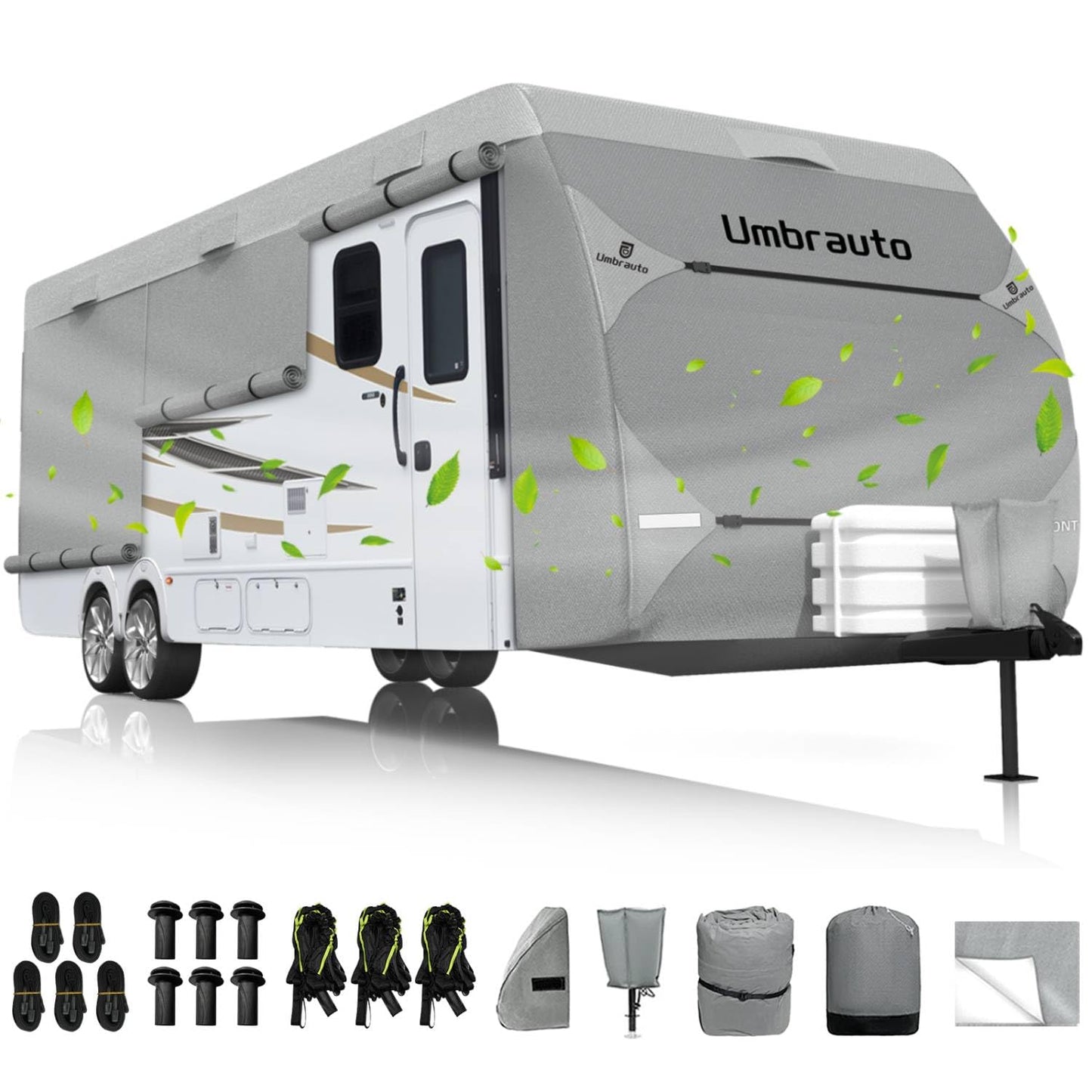 Umbrauto Class C RV Cover Fits 29-32’, Class C Motorhome Camper Cover, Heavy Duty 7 Layers Top Windproof Breathable RV Cover with 3Pcs Extra Straps, Adhesive Repair Patches, 6 Gutter Covers