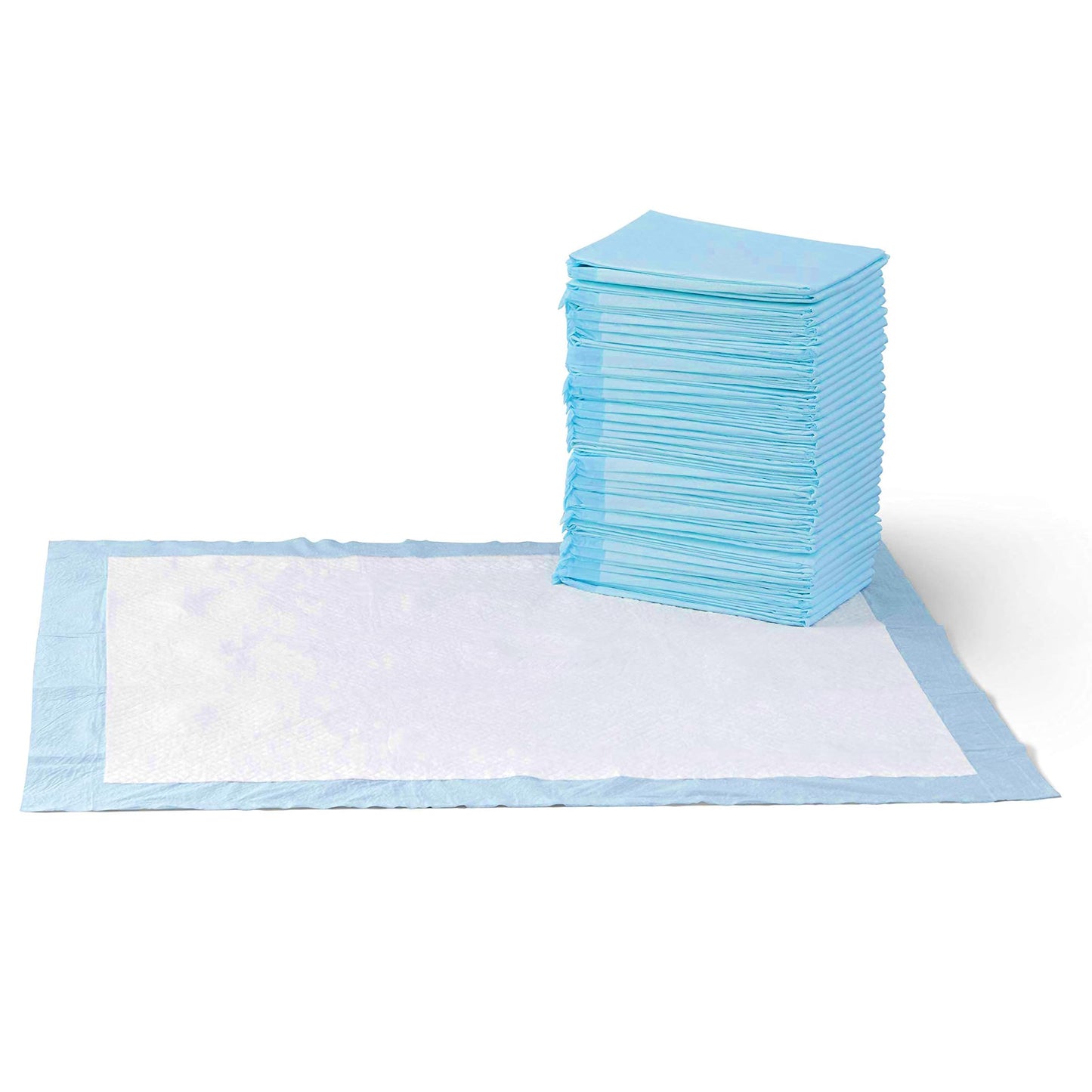Amazon Basics Leak-Proof Dog and Puppy Potty Training Pee Pads with Quick-Dry 5-Layer Super Absorbent Design for Housebreaking, Regular Size 22x22", Blue & White, 150 Count