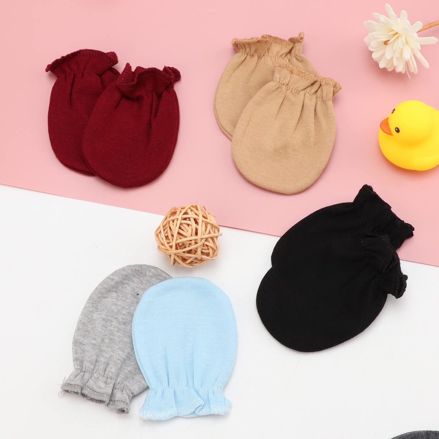 BQUBO Baby Fäustlinge Kratzschutz Handschuhe aus Baumwolle mit elastischem Bündchen Hypoallergen für Neugeborene und Babys von 0-6 Monaten Jungen und Mädchen