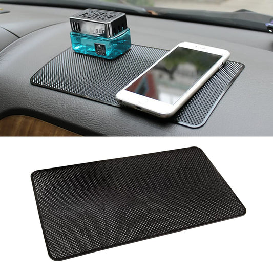 Car Dashboard Anti-Slip Rubber Pad, 10.6"x 5.9" Universal Non-Slip Car Magic Dashboard Sticky Adhesive Mat for Phones Sunglasses Keys Electronic Devices and More Use (Black/Grid)