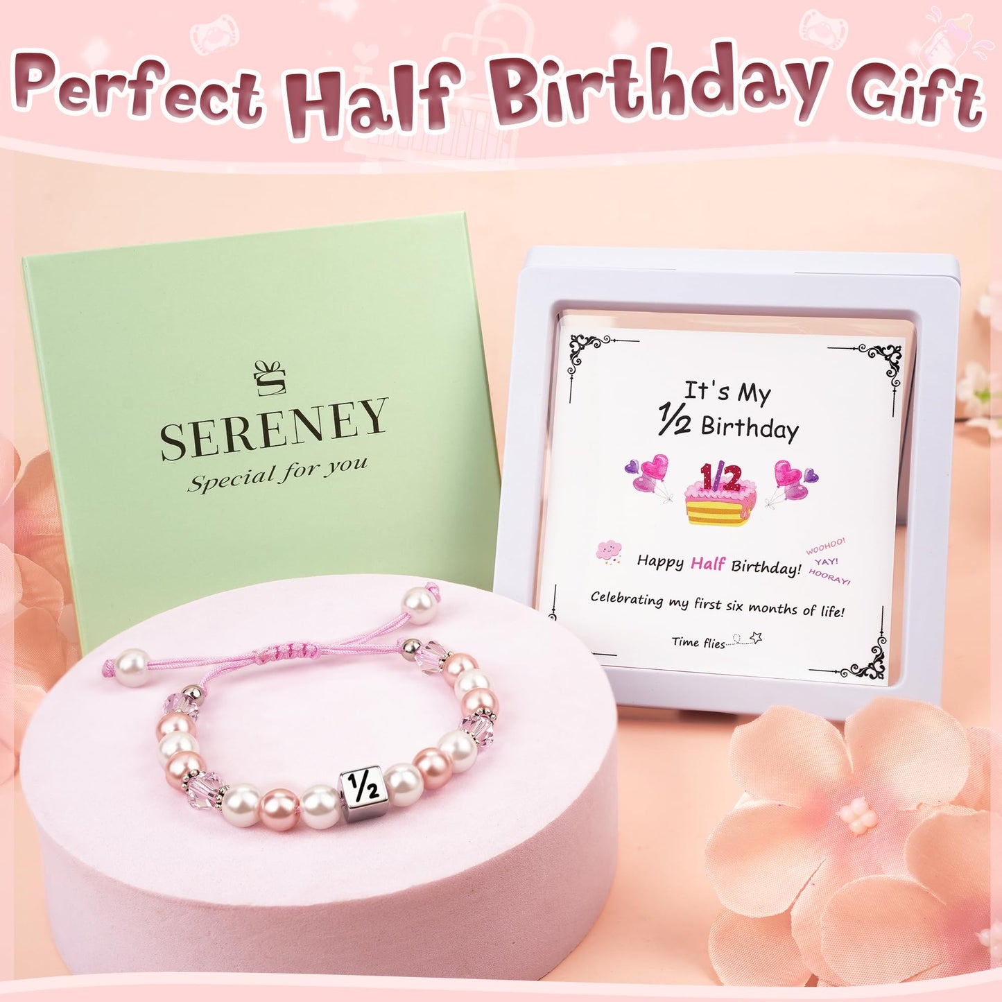 Sereney 5 Jahre altes Mädchen Geburtstagsgeschenkideen, verstellbares rosa-weißes Perlenarmband als Fünf-Jahres-5-Jahre-altes 5. Geburtstagsgeschenk für Teenager-Mädchen, Tochter, Nichte, Enkelin