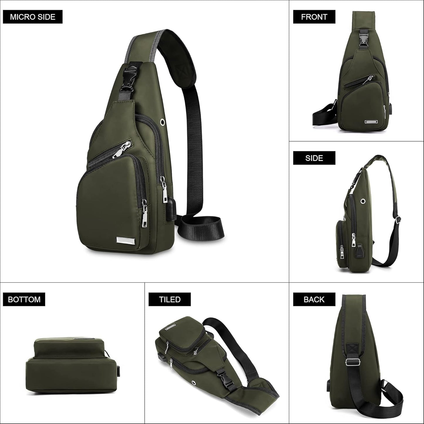 Wasserdichte Sling Bag Umhängetasche für Herren Damen Sling Rucksack Wanderrucksack Mehrzweck Cross Body Brusttasche