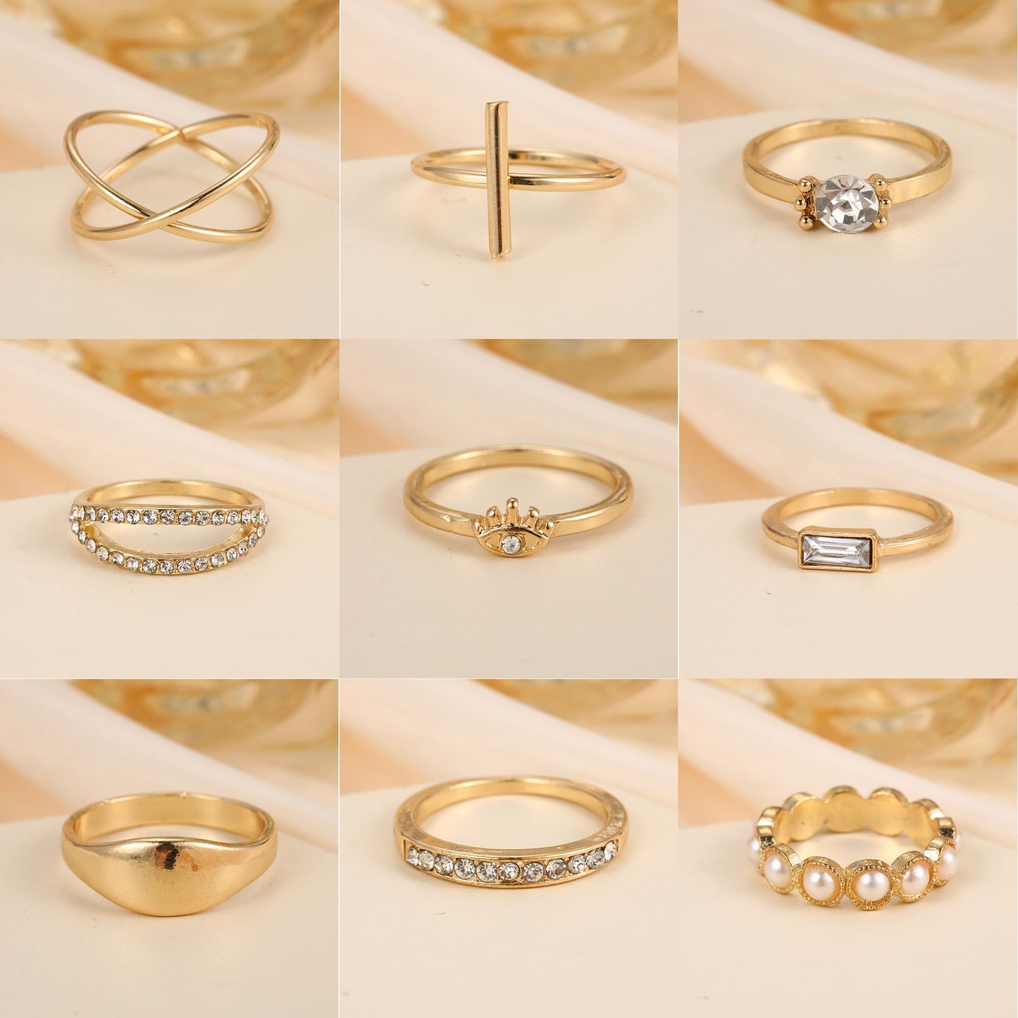 FAXHION 24-60 Pcs Gold Stackable Rings for Women, Knuckle Rings Chunky Gold Ring Set Dainty Stacking Cute Rings, Multiple Sizes Cute Jewelry Set Gift