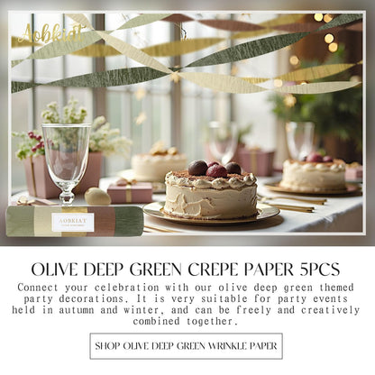 AOBKIAT Decoraciones para Fiesta de Bodas, 5 Rollos de Serpentinas de Papel Crepé Color Verde Oliva Caqui para Bodas Boho Verdes, Cumpleaños, Despedidas de Soltera/Bebé