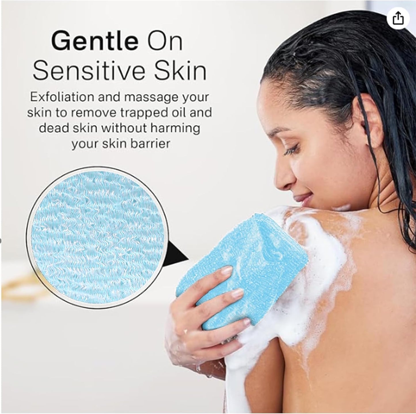 Yiclick Peeling-Waschlappen, Peeling-Körperbürste, Rückenbürste für Dusche und Bad, afrikanischer Netzschwamm Luffa-Körperpeeling, Peeling-Tuchbürstenhandschuhe für Frauen (Grau)