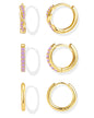 Inerney 14K Gold Plated Huggie Hoop Earrings for Women, Small Sterling Silver Earring Set Hypoallergenic Cartilage Helix Stacks, Mini Dainty Cute Trendy Birthstone Jewelry Gift for Multiple Piercings