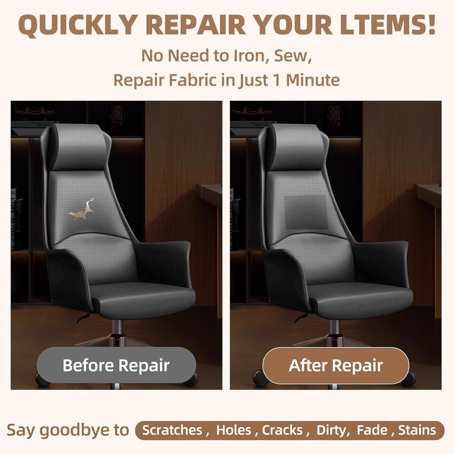 Lederreparatur-Set, 43x200 cm selbstklebender Lederflicken wasserdicht, DIY große Vinyl-Flicken für Sofas, Möbel, Küchenschränke, Wände (Schwarz, 43x200 cm)