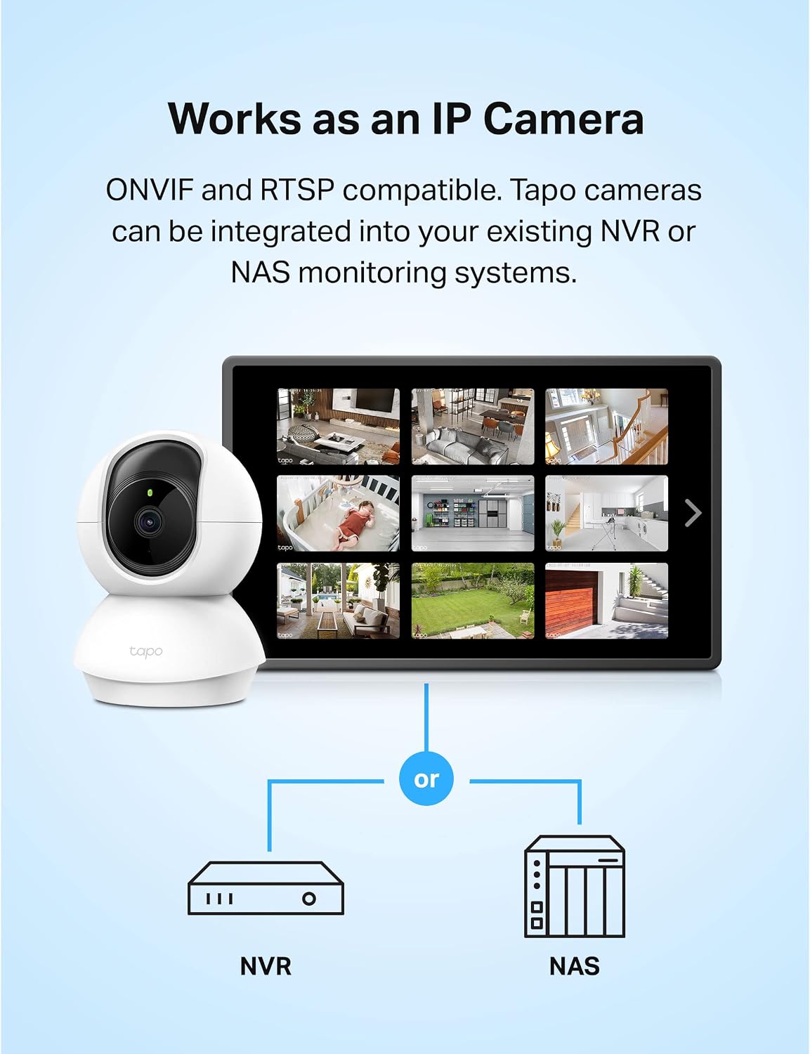 TP-Link Tapo 2K Pan/Tilt Indoor Security WiFi Camera, Baby & Pet Camera w/ 360° Motion Tracking, 2-Way Audio, Night Vision, Cloud & Local Storage (Up to 256 GB), Works w/Alexa & Google (Tapo C210)