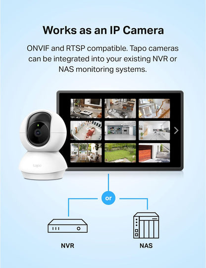 TP-Link Tapo 2K Pan/Tilt Indoor Security WiFi Camera, Baby & Pet Camera w/ 360° Motion Tracking, 2-Way Audio, Night Vision, Cloud & Local Storage (Up to 256 GB), Works w/Alexa & Google (Tapo C210)