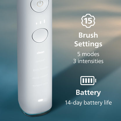 Philips Sonicare DiamondClean Smart 9500 Electric Toothbrush - Sonic Toothbrush with App, Pressure Sensor, 15 Brushing Settings, Replacement Reminder, USB Charging Travel Case, Black, Model HX9923/11