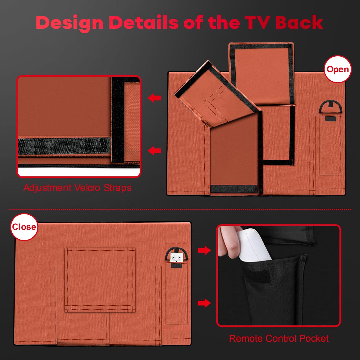 Zettum Outdoor TV Cover 58 Inch - 600D TV Cover Weatherproof & Waterproof for 55 to 58 Inch Outdoor TV, Heavy Duty TV Enclosure Protector for Outside Flat Screen TV (Size: 55"L x 6"D x 36"H)