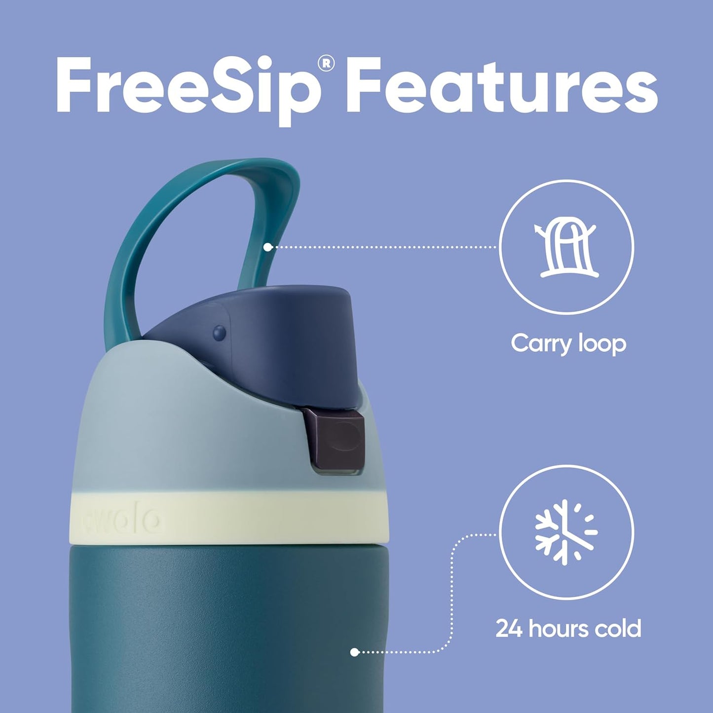 Owala FreeSip Isolierte Edelstahl-Wasserflasche mit Strohhalm für Sport und Reisen, BPA-frei, 710 ml, Shy Marshmallow
