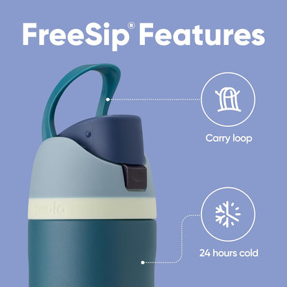 Owala FreeSip Isolierte Edelstahl-Wasserflasche mit Strohhalm für Sport und Reisen, BPA-frei, 710 ml, Shy Marshmallow