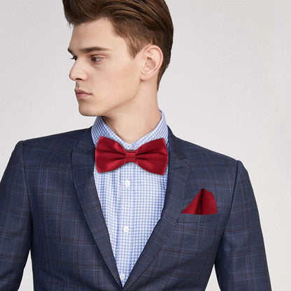 Verstellbare Herren-Fliege, einfarbig, doppelt gefaltet, vorgebunden für Dinner, Hochzeiten, Partys, Business, Bälle
