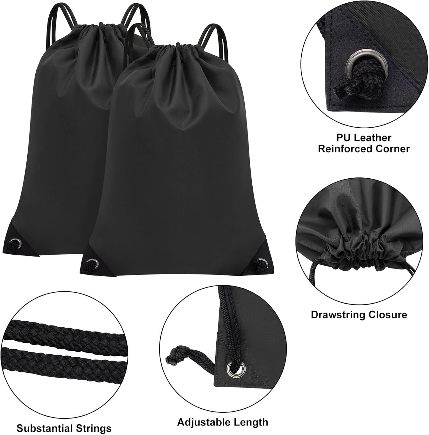 2 STK. Sportbeutel im Großpack, Turnbeutel für Herren Damen, Rucksack mit Zugband für Fitnessstudio, Sport, Reisen