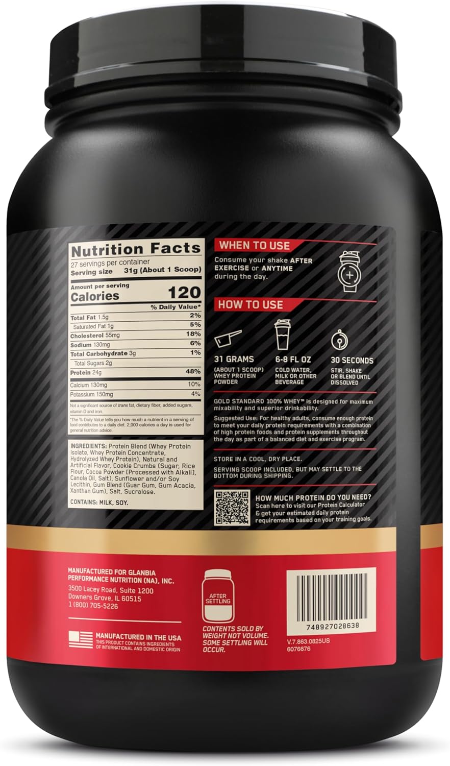 OPTIMUM NUTRITION Gold Standard 100% Whey Protein Powder, Banana Cream, 907g - [packaging may vary]