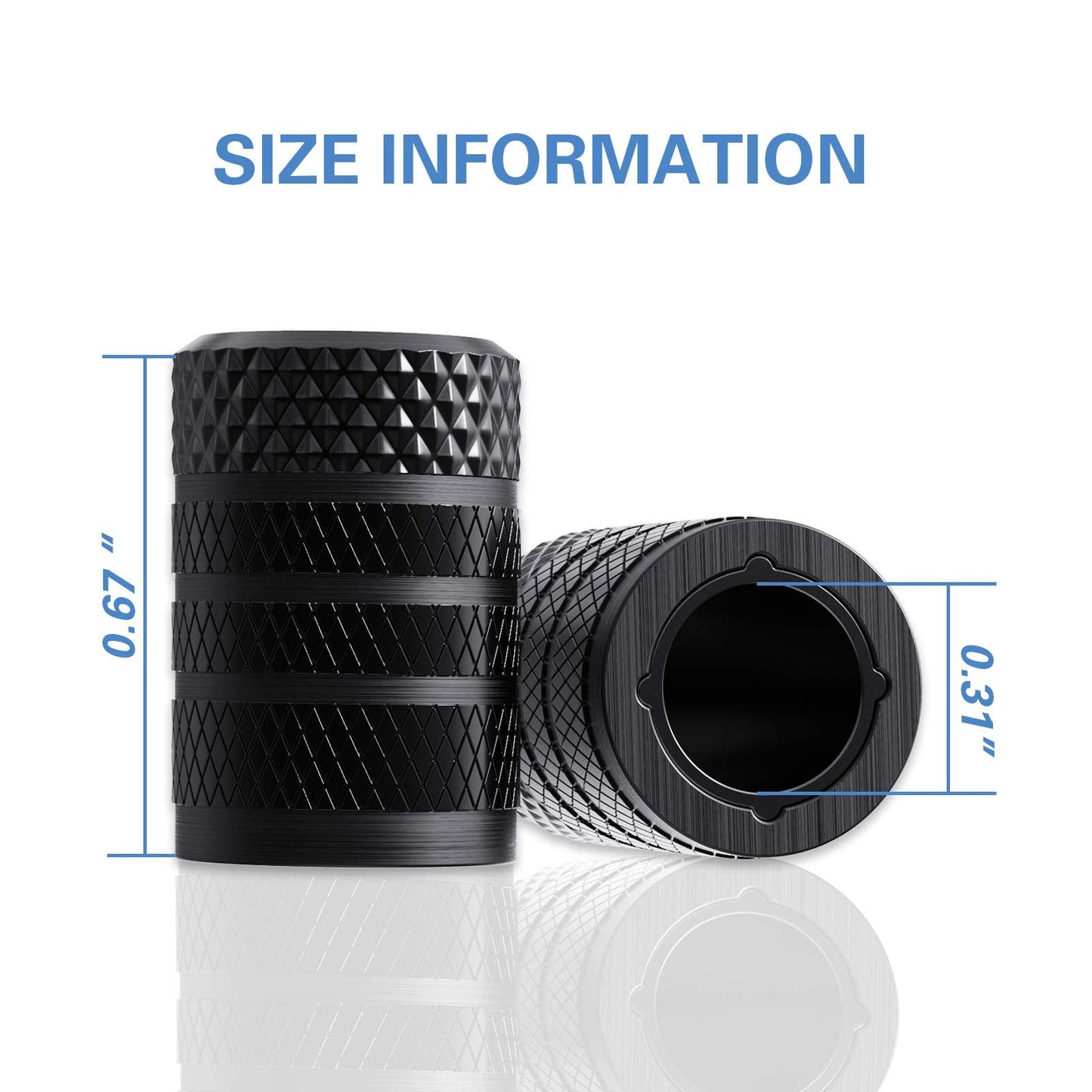 CKAuto Tire Valve Stem Cap, Black, 4 pcs/Pack, Anodized Aluminum Valve Stem Cap Set, Corrosion Resistant, Ideal for Cars, Trucks, and Bicycles