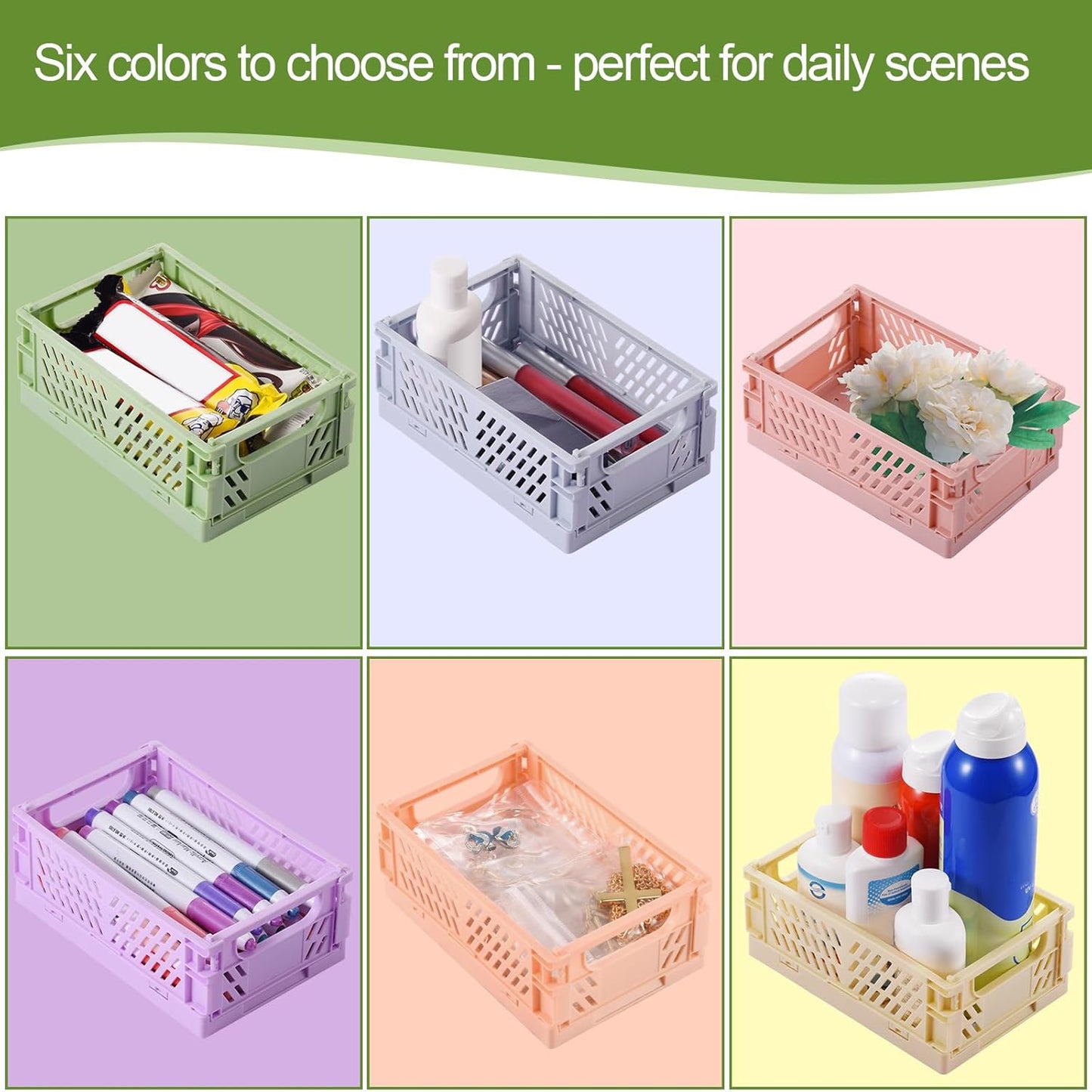 HUUSMOT 6-Pack Small Pastel Plastic Storage Baskets: A Colorful Solution for Clutter-Free Spaces