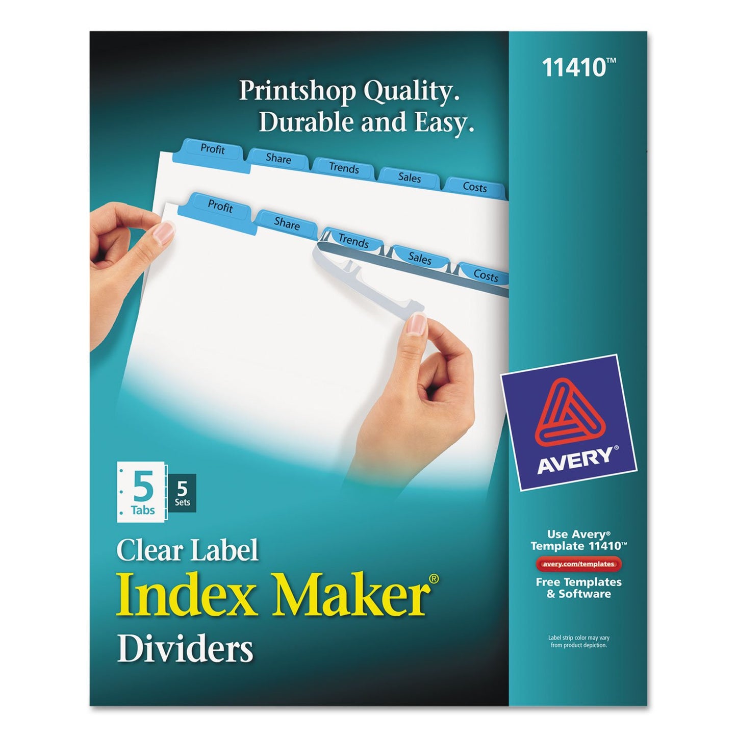 Avery 8 Tab Dividers for 3 Ring Binder, Easy Print & Apply Clear Label Strip, Index Maker Customizable Multicolor Tabs, 25 Sets (11424)