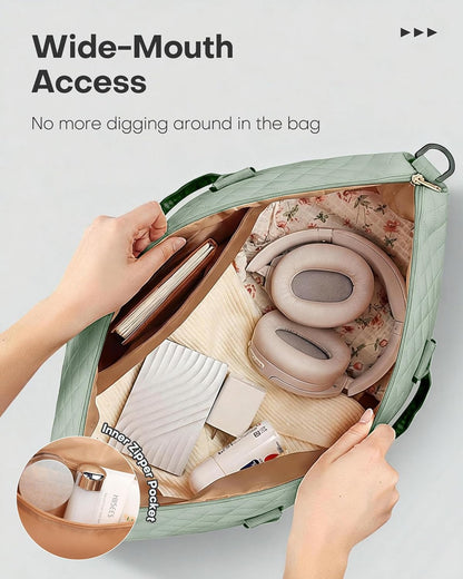 HOTOR Reisetasche - Große Weekender-Tasche für Frauen, Handgepäck mit Schuhfach, Übernachtungstasche mit Kulturtasche für Reiseutensilien und Reisezubehör, Schwarz, 34,0 x 45,0 x 20,0 cm