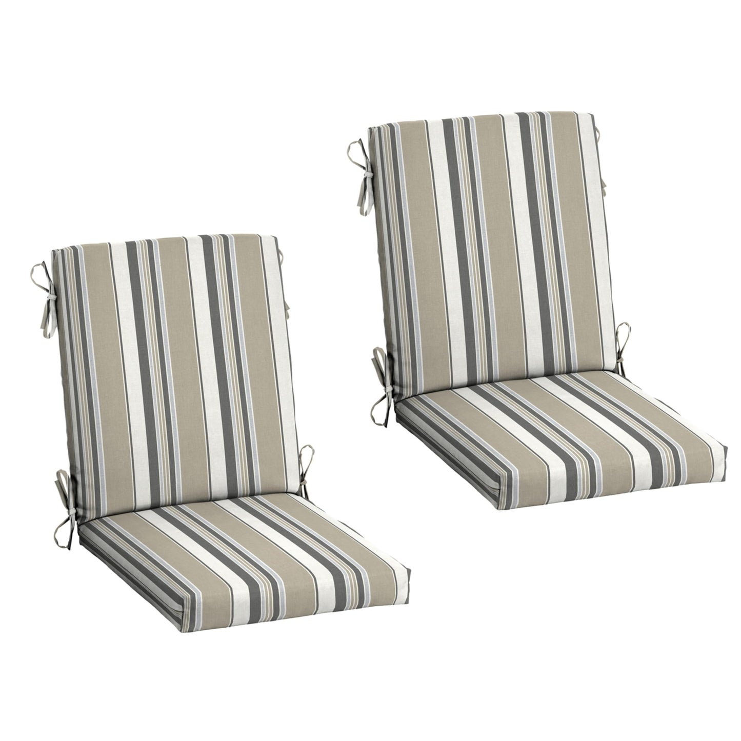 Arden 2-Pack Outdoor Patio Dining Chair Cushion, 20x44, Rain-Proof Seat Pad, Fade-Resistant Outdoor Cushion Black Cabana Stripe