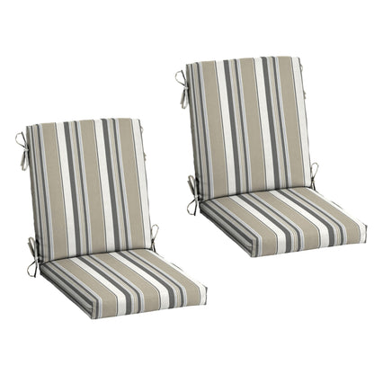 Arden 2-Pack Outdoor Patio Dining Chair Cushion, 20x44, Rain-Proof Seat Pad, Fade-Resistant Outdoor Cushion Black Cabana Stripe