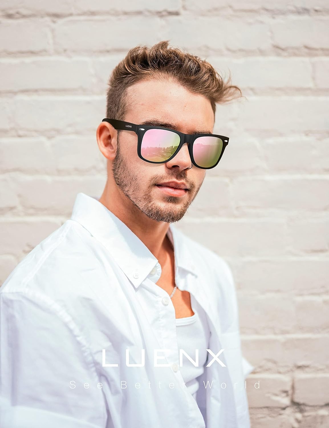 LUENX Polarisierte Sonnenbrillen für Herren und Damen, quadratische Fassung – UV-400-Schutz, 54 mm