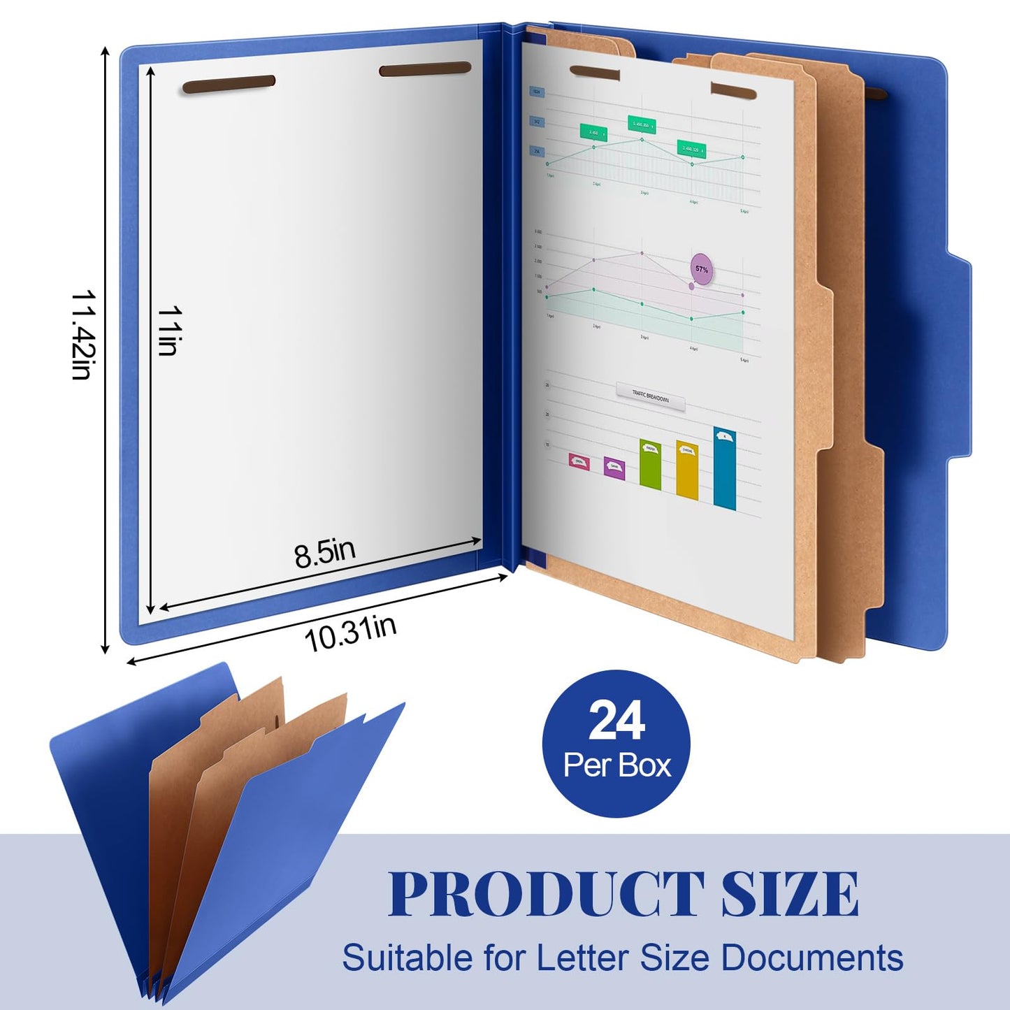 Skyygemm 24 Pcs Classification Folders Letter Size Bulk - 2 Dividers Pressboard File Folder with 3. 5 Inch Expansion, 2 Prongs Fastener, Heavy Duty Office File Organizer for Teacher Medical (Yellow)