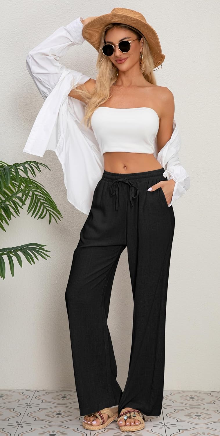 AISEW Women's Cotton Linen Palazzo Pants: The Ultimate Lounge Wear