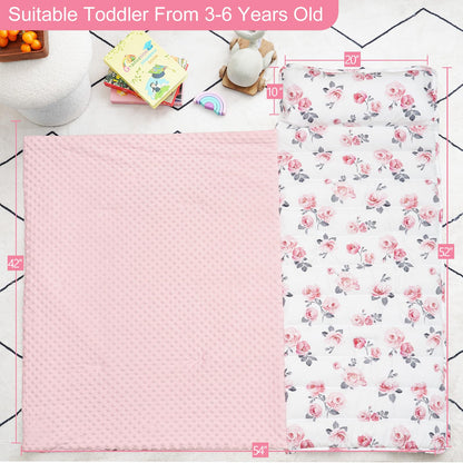PHF Toddler Nap Mat with Removable Pillow and Minky Blanket, Rollup Design Kids Sleeping Mat, Slumber Bags for Boys, 55"x23" Toddler Sleeping Bag for Daycare Preschool Travel Camping, Space