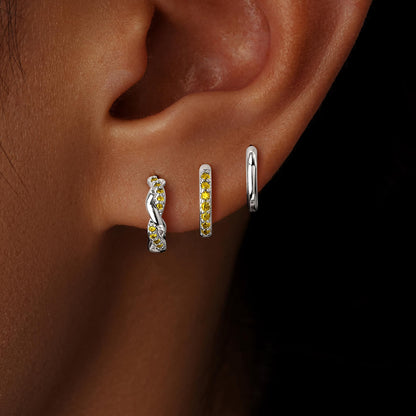 Inerney 14K Gold Plated Huggie Hoop Earrings for Women, Small Sterling Silver Earring Set Hypoallergenic Cartilage Helix Stacks, Mini Dainty Cute Trendy Birthstone Jewelry Gift for Multiple Piercings