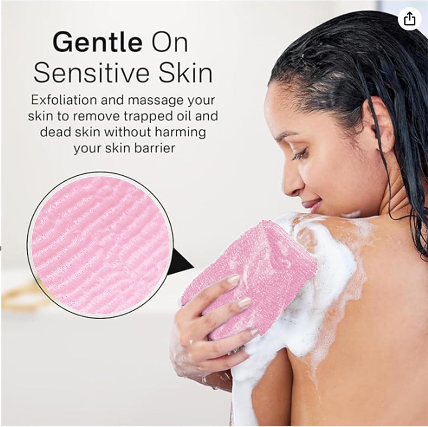 Yiclick Peeling-Waschlappen, Peeling-Körperbürste, Rückenbürste für Dusche und Bad, afrikanischer Netzschwamm Luffa-Körperpeeling, Peeling-Tuchbürstenhandschuhe für Frauen (Grau)
