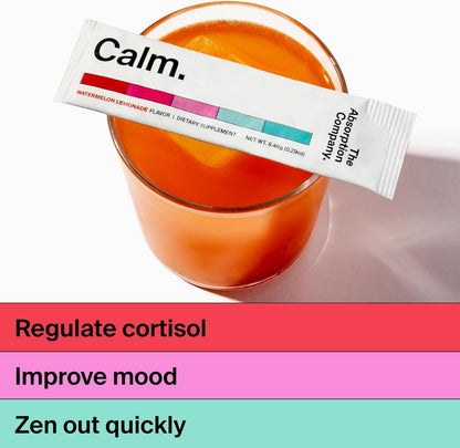 Calm Drink Mix - Supports Cortisol Regulation - Watermelon Lemonade & Electrolyte Powder - Workout Recovery & Hydration - Mango Lemonade & Sleep Aid Powder - Improve Sleep Quality - Chamomile