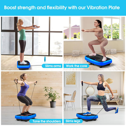SoftGym Waver Vibration Plate Exercise Machine for Lymphatic Drainage Weight Loss,120 Speed Levels Vibrating Platform with Resistance Bands,Full-Body Workout Equipment for Muscle Activation